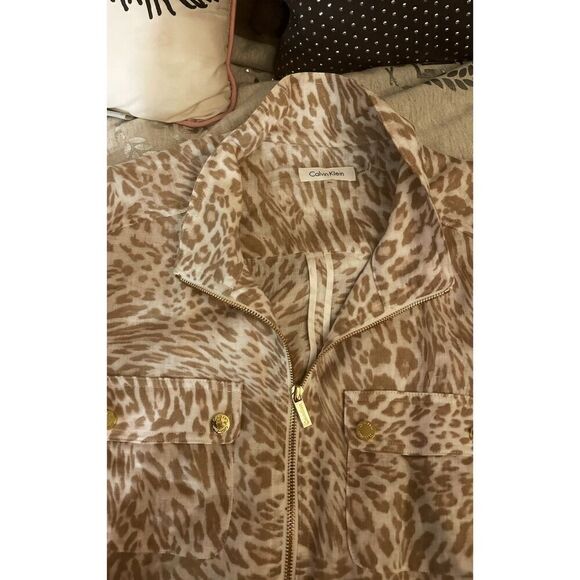 Calvin klein leopard linen shirt jacket - Picture 1 of 6
